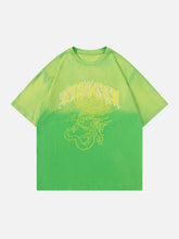 T-Shirt mit Farbverlauf und Drachen-Print